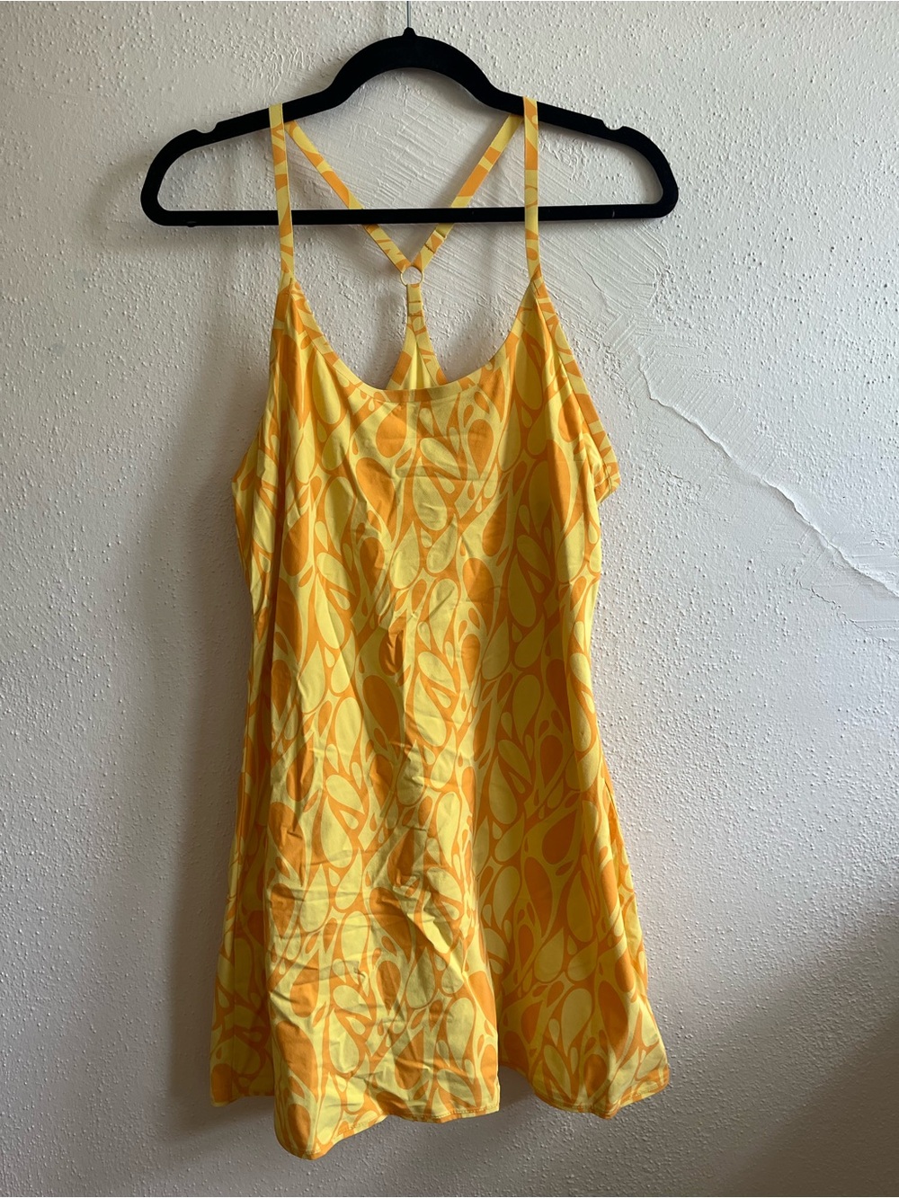 Outdoor Voices Yellow Printed Mini Slip Dress